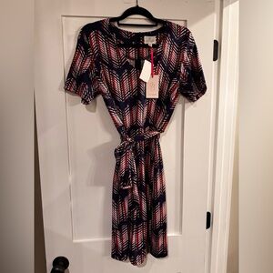 JB by Julie Brown Navy and Red Chevron Dress